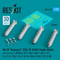 Mk 20 Rockeye II (CBU-59 APAM) Cluster Bombs (A-4, A-6, A-7, AV-8B, A-10, F-100, F-104, F-105, F-111, F-4, F-5, F-15E, F-14, F-16, F/A-18A-D, B-52, P-3C, S-3B) (4pcs) (3D Printed) - Image 1